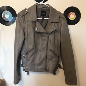 Gray forever 21 faux leather jacket